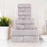 Chevron Zero Twist Solid and Jacquard Cotton 8 Piece Towel Set - Towel Set by Superior Brand