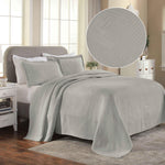 Lightweight Cotton Bedspread Sets 3-Piece Geometric Fret Jacquard Matelassé Scalloped - Bedspread by Superior Brand
