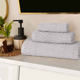 Chevron Zero Twist Jaquard Cotton 3 Piece Bathroom Towel Set - Towel Set by Superior Brand