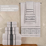Zero-Twist Cotton Jacquard Towel Set 9 Piece - Sadie - Towel Set by Superior Brand