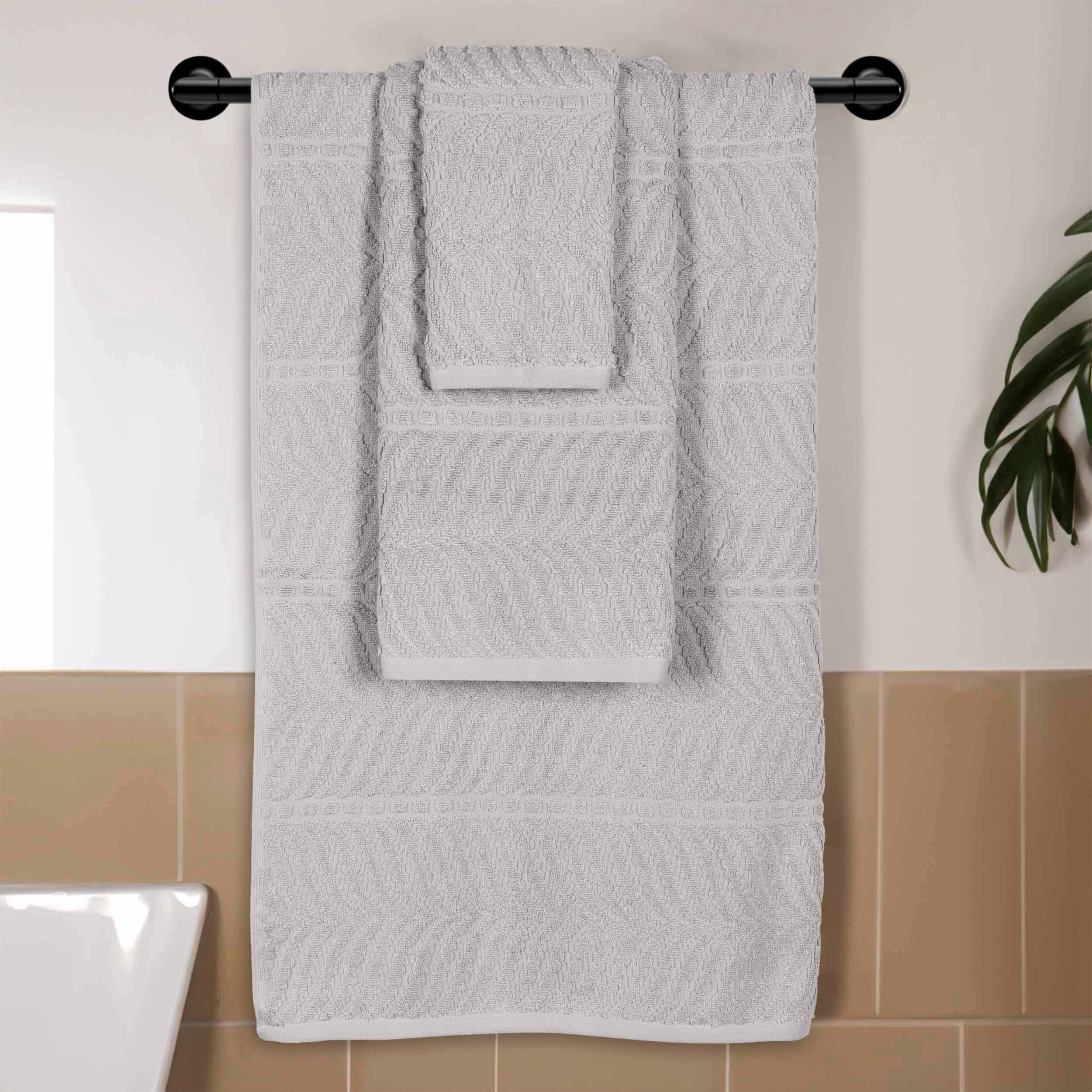 Chevron Zero Twist Jaquard Cotton 3 Piece Bathroom Towel Set - Towel Set by Superior Brand