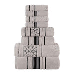 Sadie Zero Twist Cotton Solid and Jacquard Floral 8 Piece Towel Set - Towel Set by Superior Brand