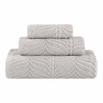 Chevron Zero Twist Jaquard Cotton 3 Piece Bathroom Towel Set - Towel Set by Superior Brand