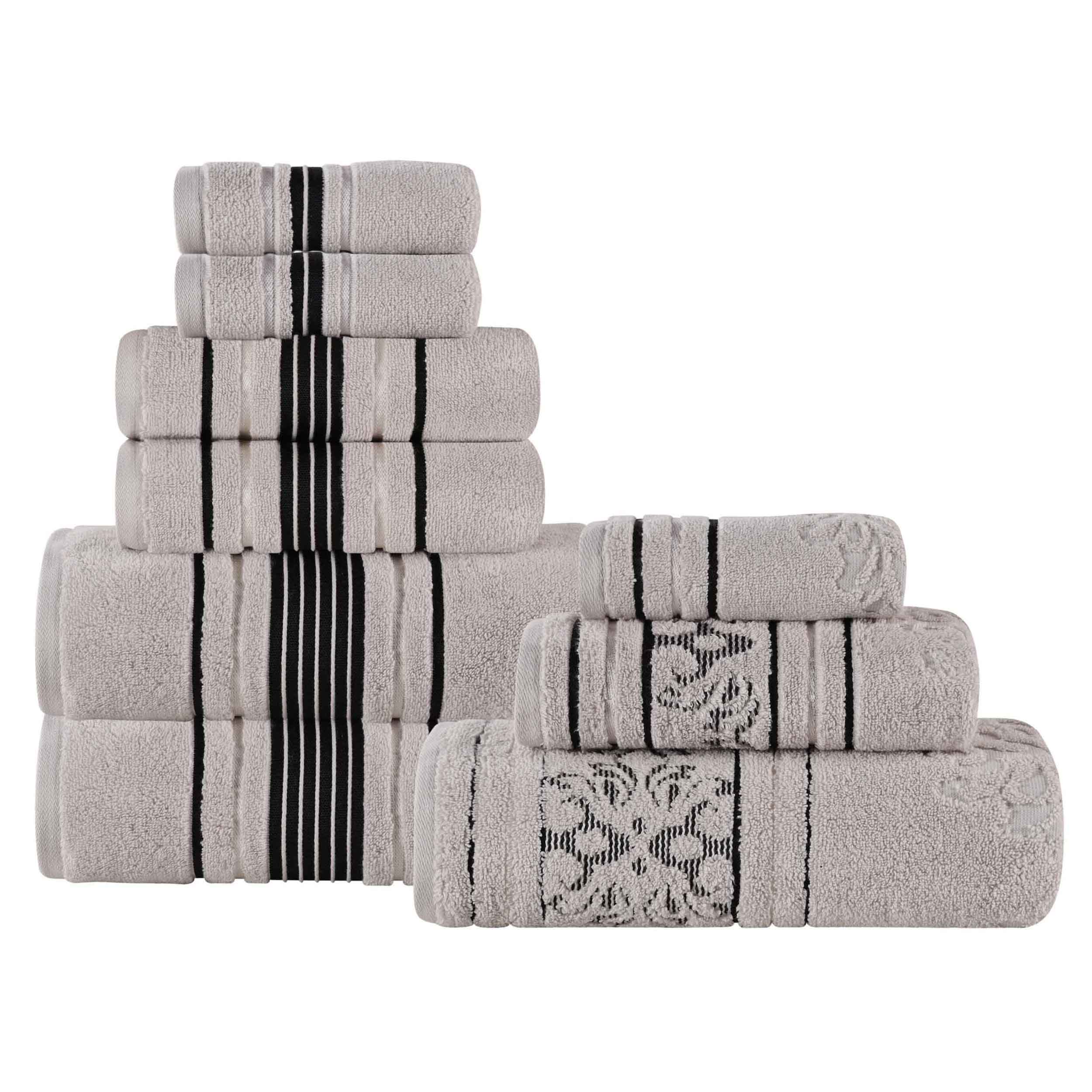 Zero-Twist Cotton Jacquard Towel Set 9 Piece - Sadie - Towel Set by Superior Brand
