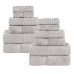 Chevron Zero Twist Solid and Jacquard Soft Cotton 12 Piece Towel Set - Towel Set by Superior Brand