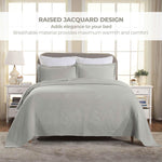 Lightweight Cotton Bedspread Sets 3-Piece Geometric Fret Jacquard Matelassé Scalloped - Bedspread by Superior Brand