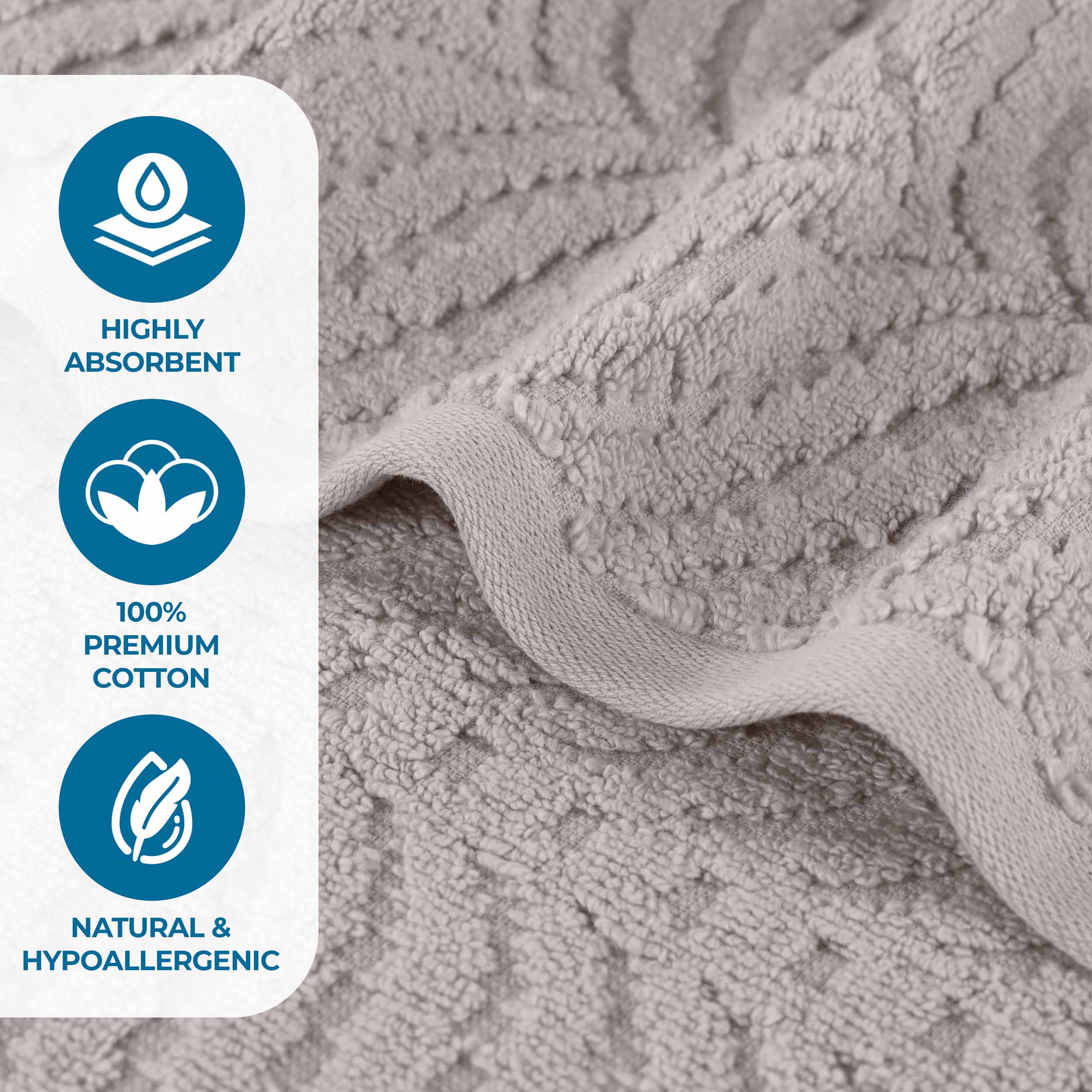 Chevron Zero Twist Jaquard Cotton 3 Piece Bathroom Towel Set - Towel Set by Superior Brand