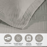 Lightweight Cotton Bedspread Sets 3-Piece Geometric Fret Jacquard Matelassé Scalloped - Bedspread by Superior Brand