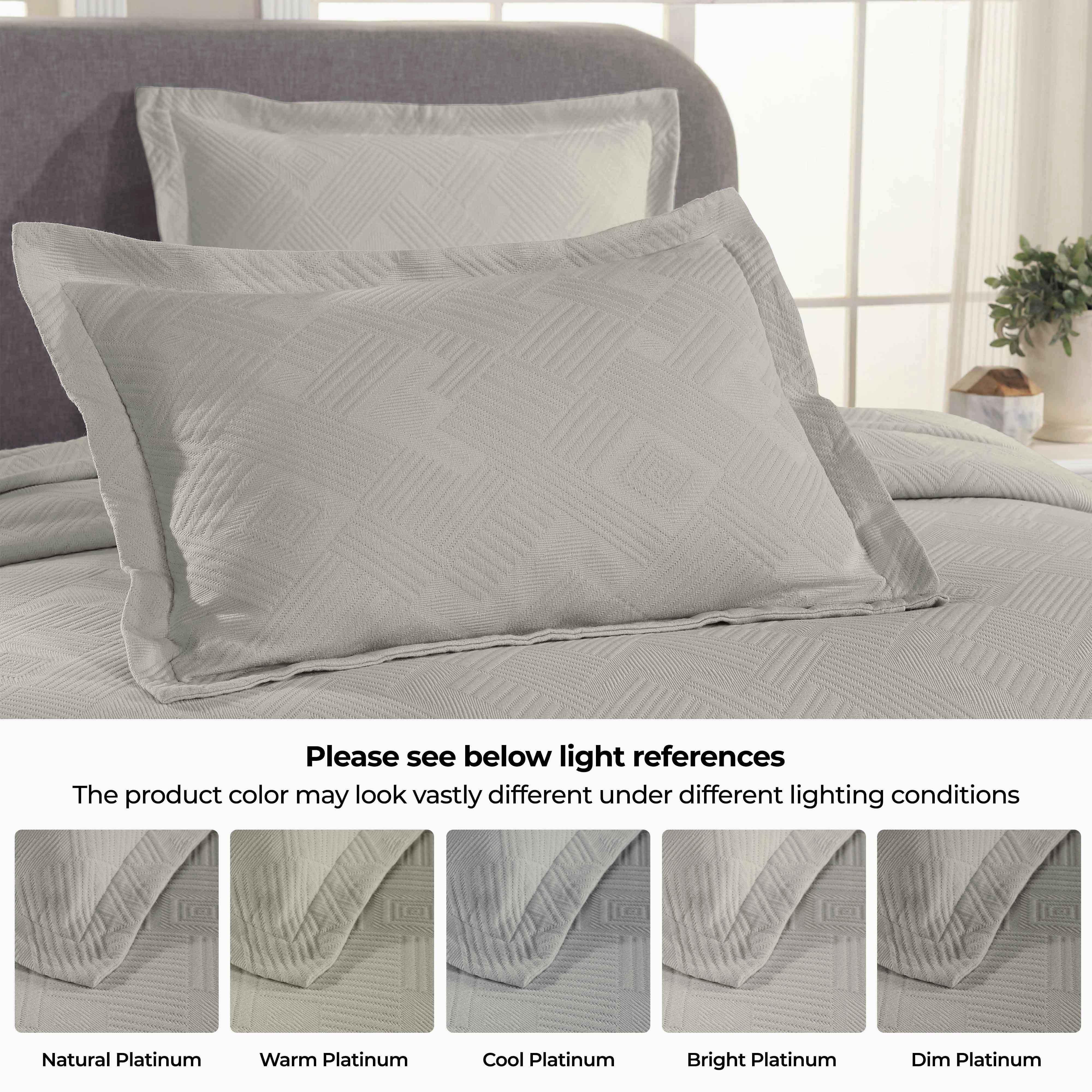 Lightweight Cotton Bedspread Sets 3-Piece Geometric Fret Jacquard Matelassé Scalloped - Bedspread by Superior Brand