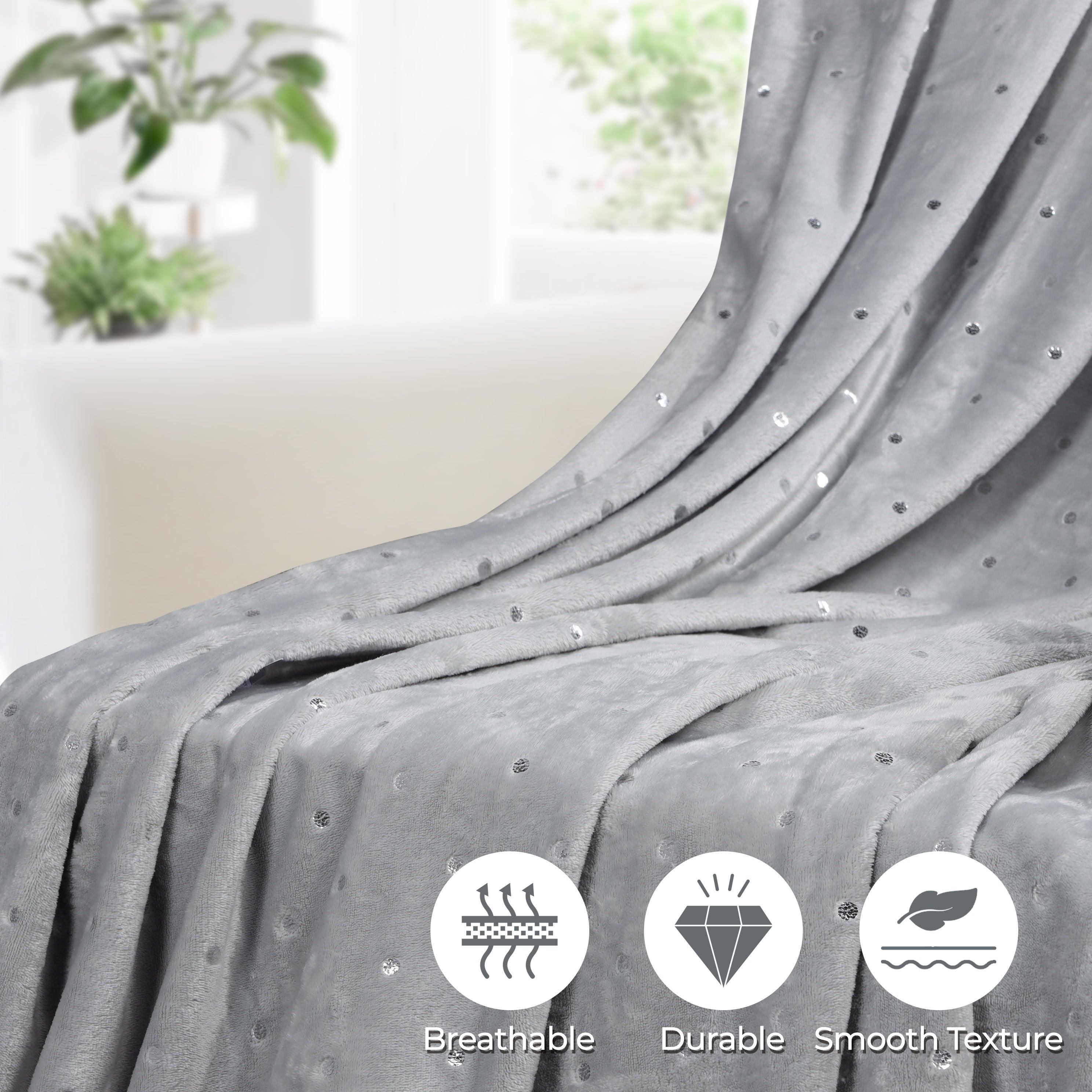 Fleece Plush Medium Weight Fluffy Soft Decorative Polka Dot Blanket - Blanket by Superior Brand