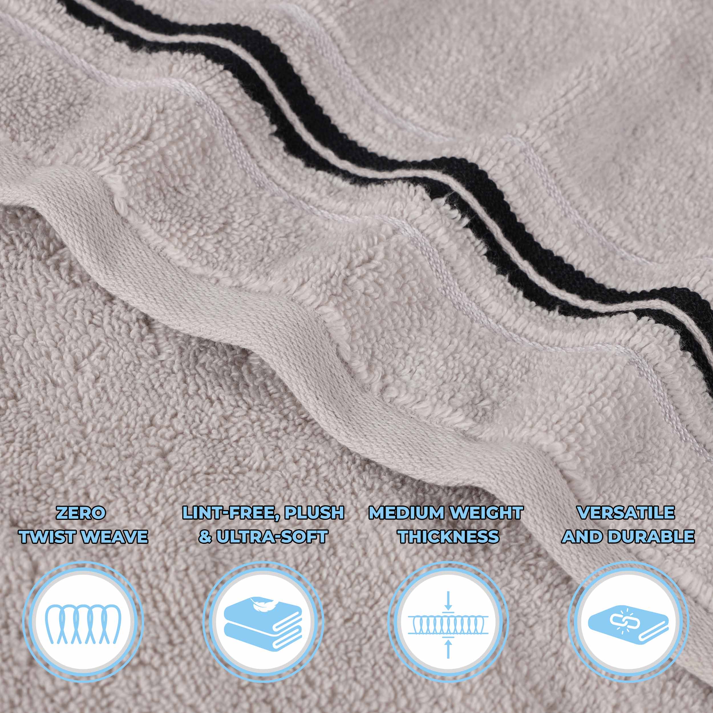 Zero-Twist Cotton Jacquard Towel Set 9 Piece - Sadie - Towel Set by Superior Brand