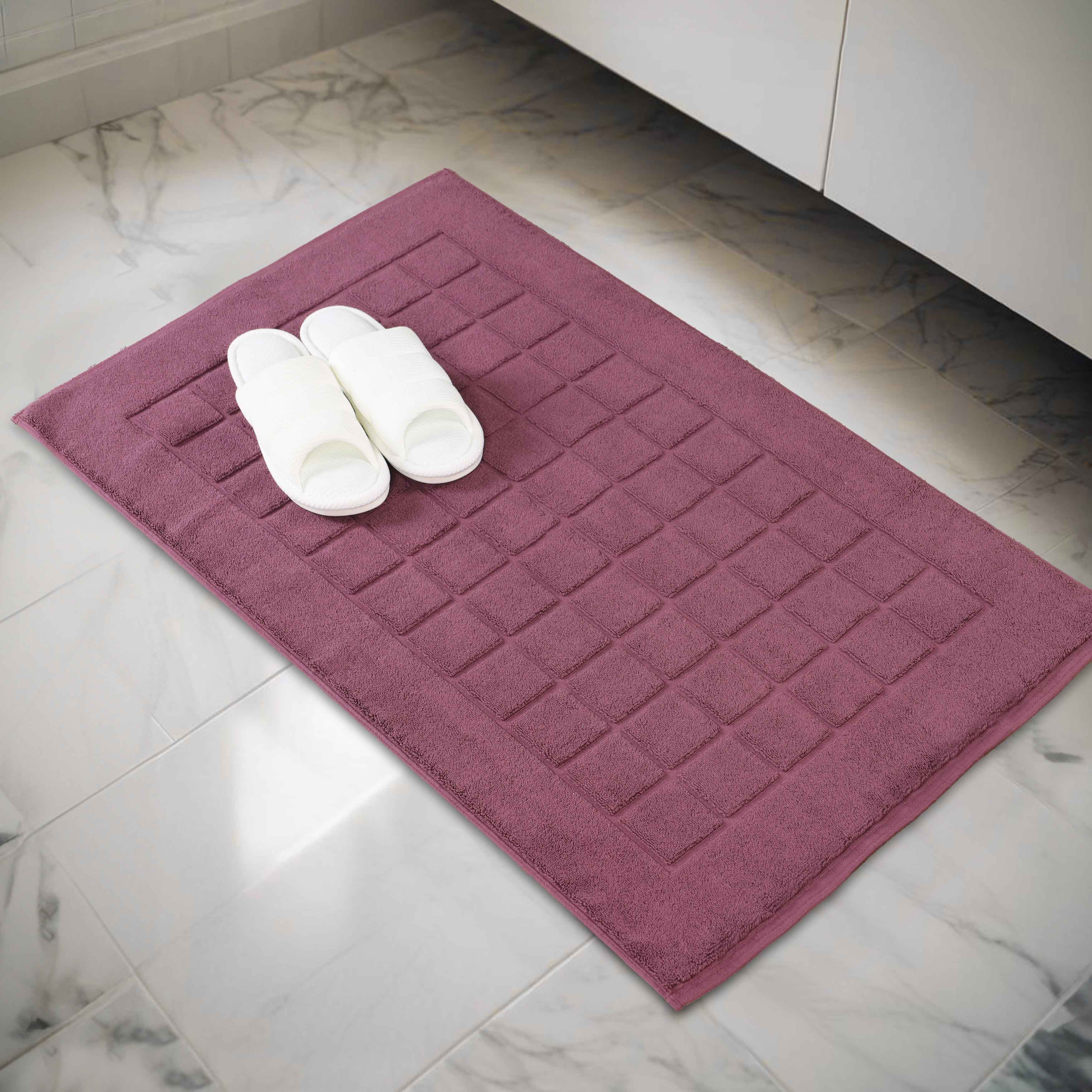 Nora Cotton Solid Absorbent Thick Checkered Washable Bath Mat Set of 2 - Bath Mats by Superior Brand