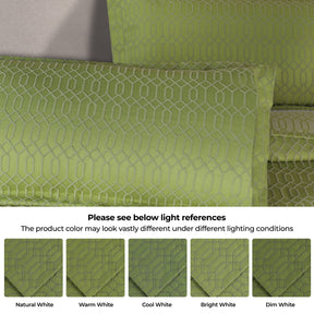 Remi Cotton Blend Jacquard Geometric Fringe Bedspread Set - Sage