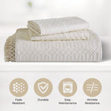 Lightweight Cotton Bedspread Set 3-Piece Remi Geometric Fringe Jacquard - Bedspread by Superior Brand