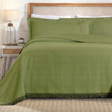 Lightweight Cotton Bedspread Set 3-Piece Remi Geometric Fringe Jacquard - Bedspread by Superior Brand
