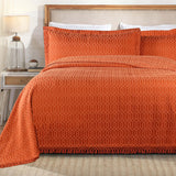 Lightweight Cotton Bedspread Set 3-Piece Remi Geometric Fringe Jacquard - Bedspread by Superior Brand