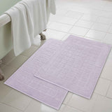 Nora Cotton Solid Absorbent Thick Checkered Washable Bath Mat Set of 2 - Bath Mats by Superior Brand
