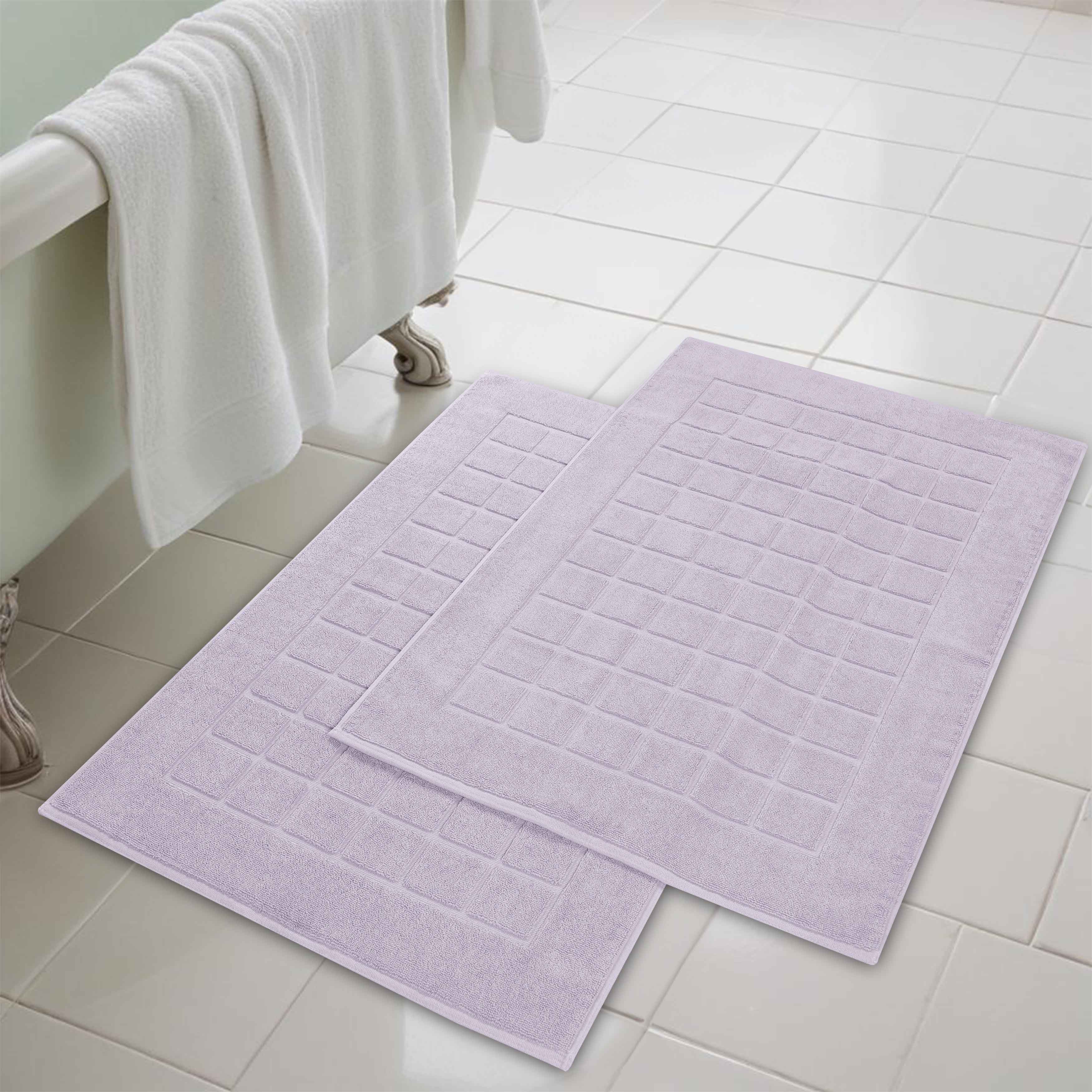 Nora Cotton Solid Absorbent Thick Checkered Washable Bath Mat Set of 2 - Bath Mats by Superior Brand