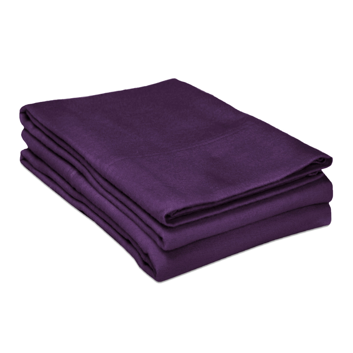 Solid Flannel Cotton Soft Fuzzy Pillowcases, Set of 2 - Purple