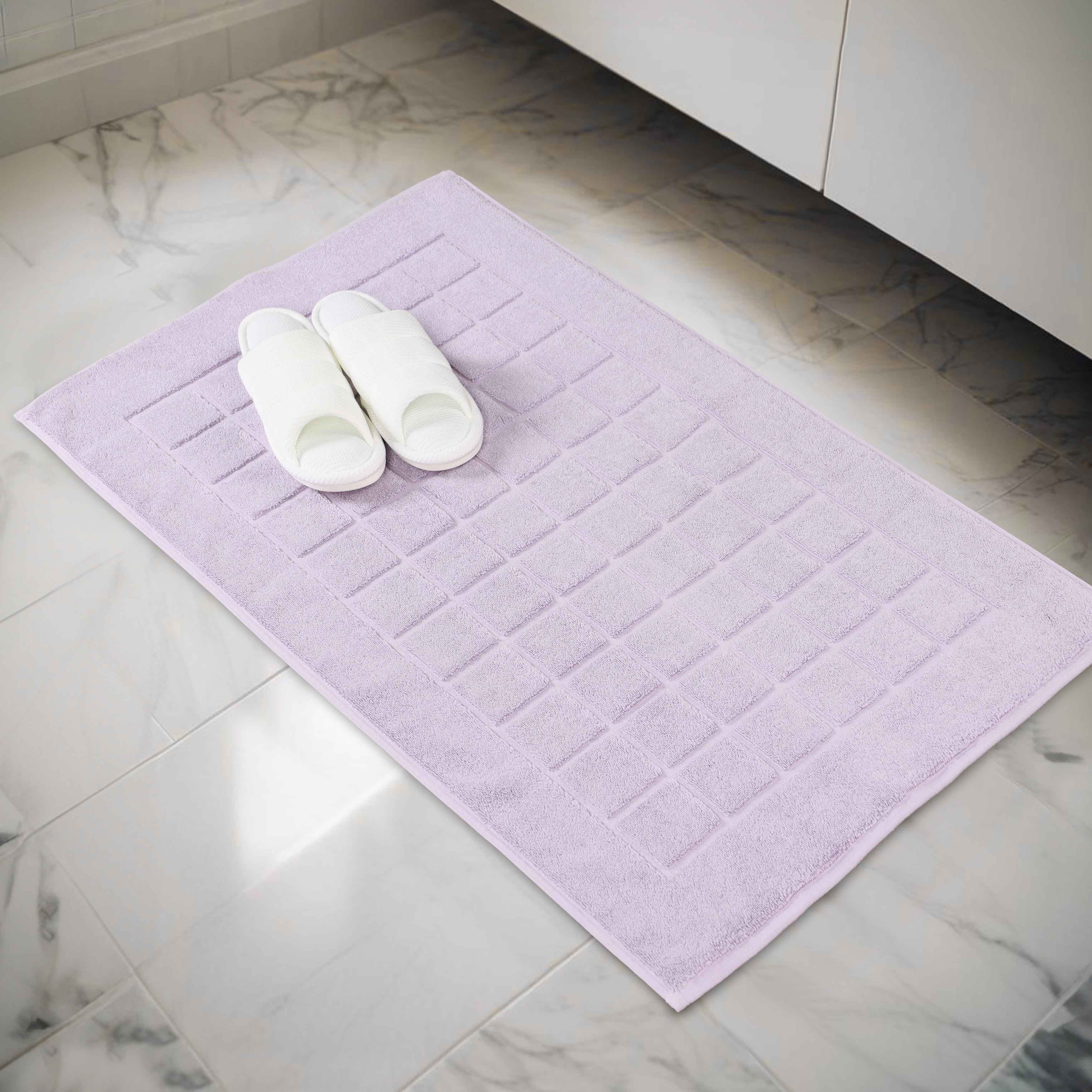 Nora Cotton Solid Absorbent Thick Checkered Washable Bath Mat Set of 2 - Bath Mats by Superior Brand