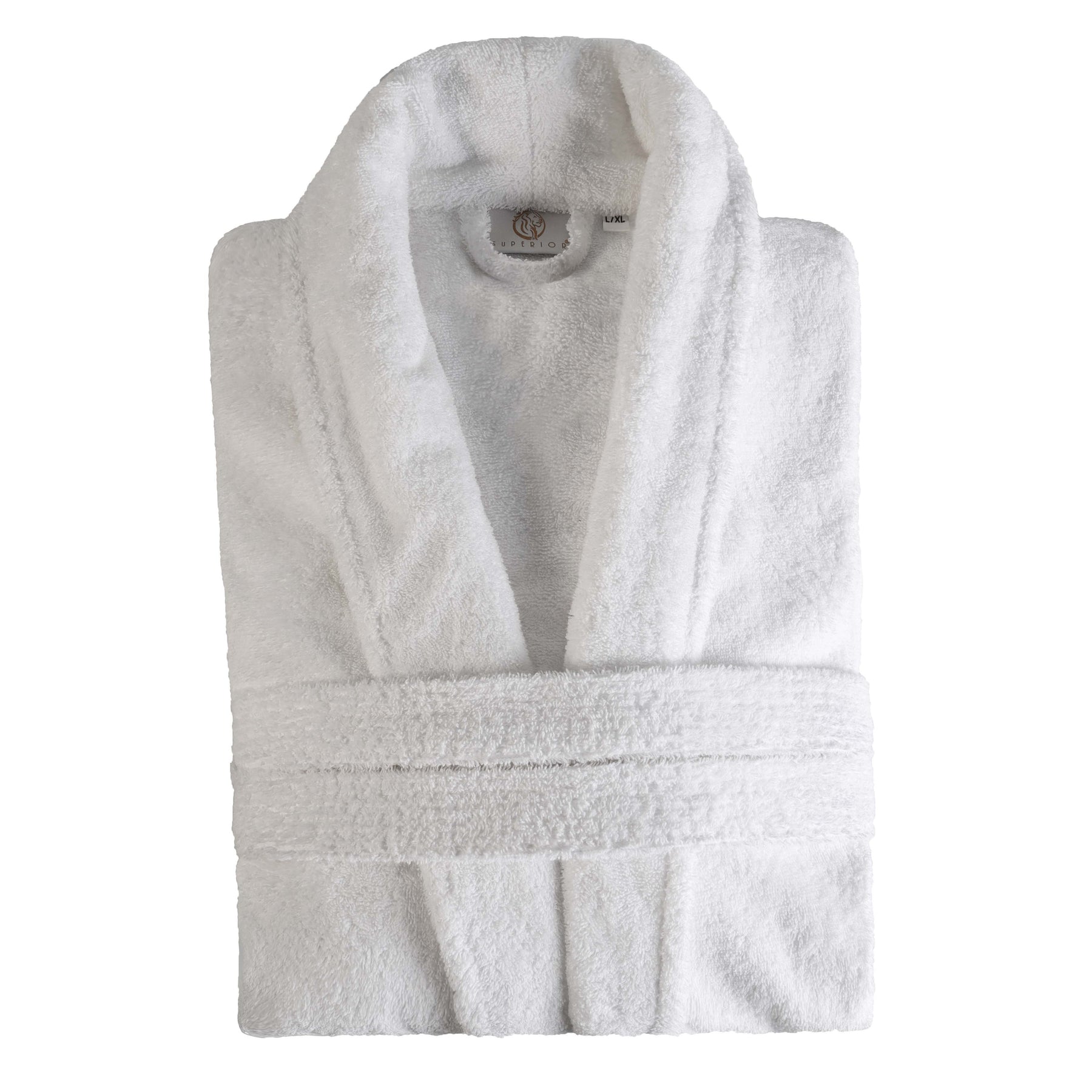 Classic Men's Home and Bath Collection Traditional Turkish Cotton Cozy Bathrobe with Adjustable Belt and Hanging Loop - White