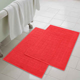 Nora Cotton Solid Absorbent Thick Checkered Washable Bath Mat Set of 2 - Bath Mats by Superior Brand