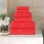 Chevron Zero-Twist Cotton Jacquard and Solid Towel Set 6 Piece - Towel Set by Superior Brand