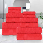 Chevron Zero Twist Solid and Jacquard Soft Cotton 12 Piece Towel Set - Towel Set by Superior Brand