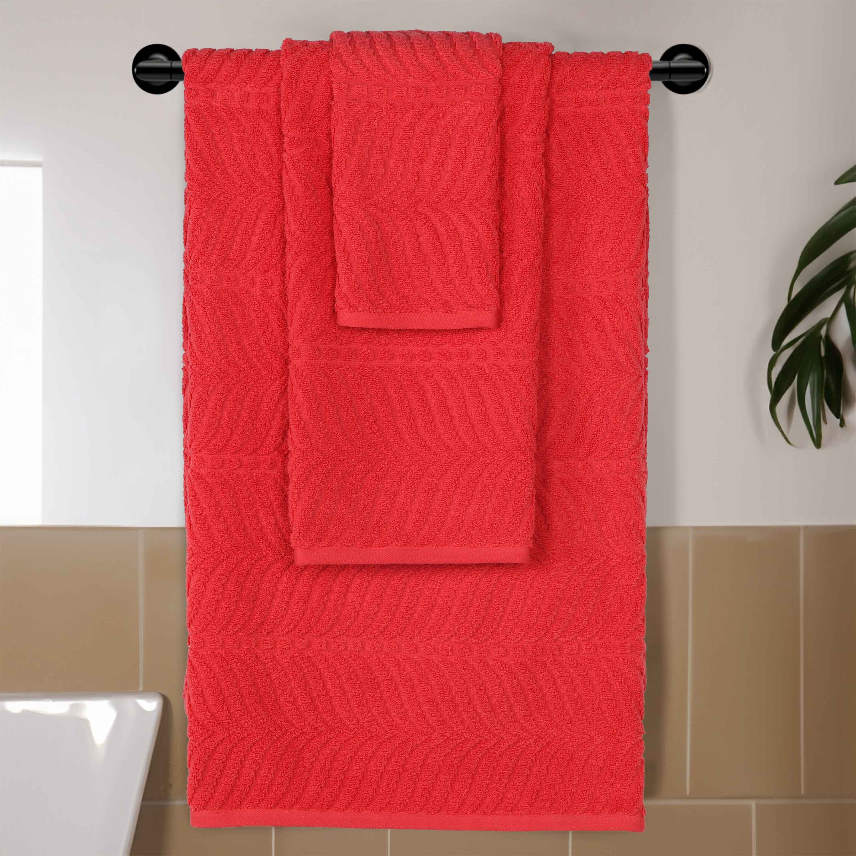 Chevron Zero Twist Jaquard Cotton 3 Piece Bathroom Towel Set - Towel Set by Superior Brand