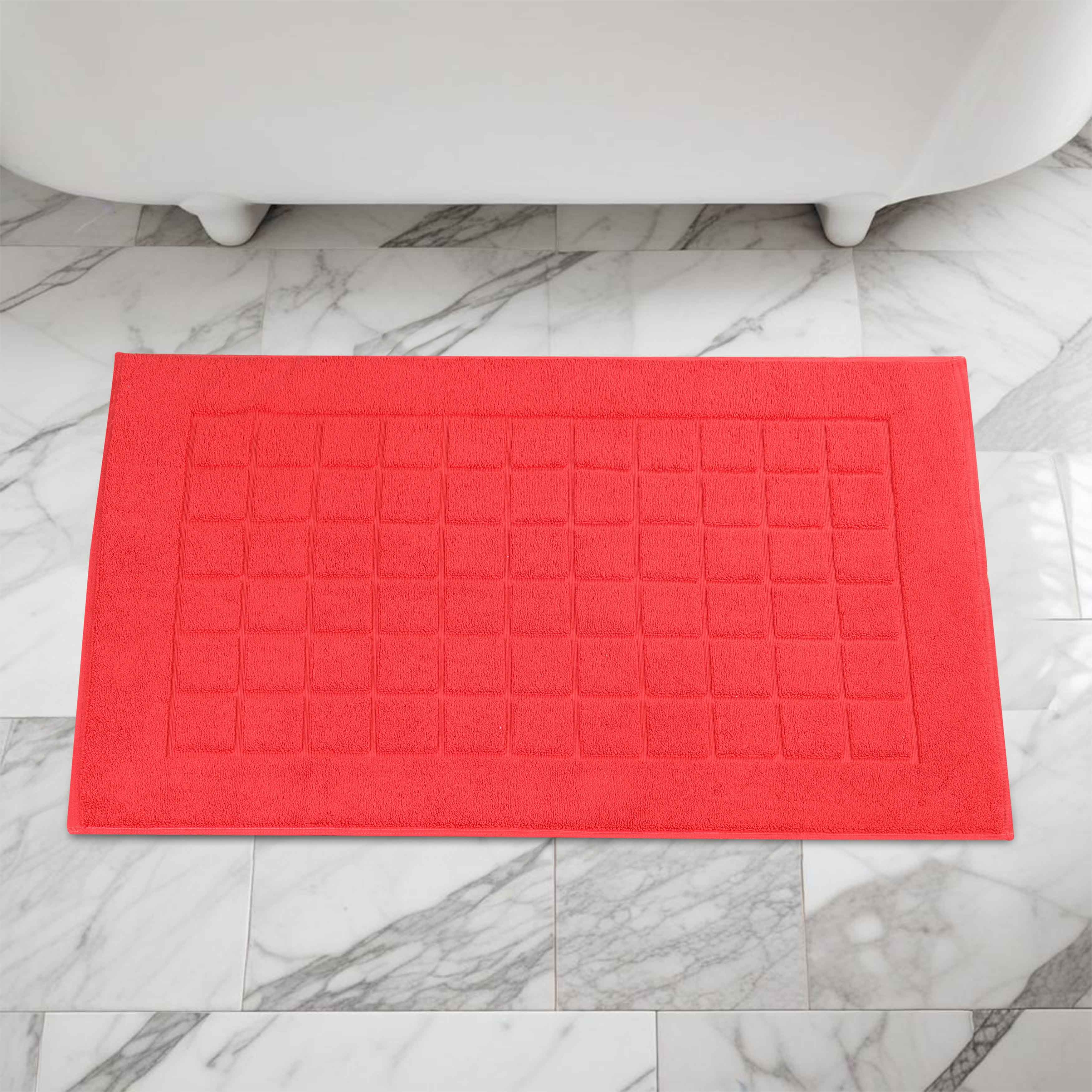 Nora Cotton Solid Absorbent Thick Checkered Washable Bath Mat Set of 2 - Bath Mats by Superior Brand