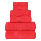 Chevron Zero-Twist Cotton Jacquard and Solid Towel Set 6 Piece - Towel Set by Superior Brand