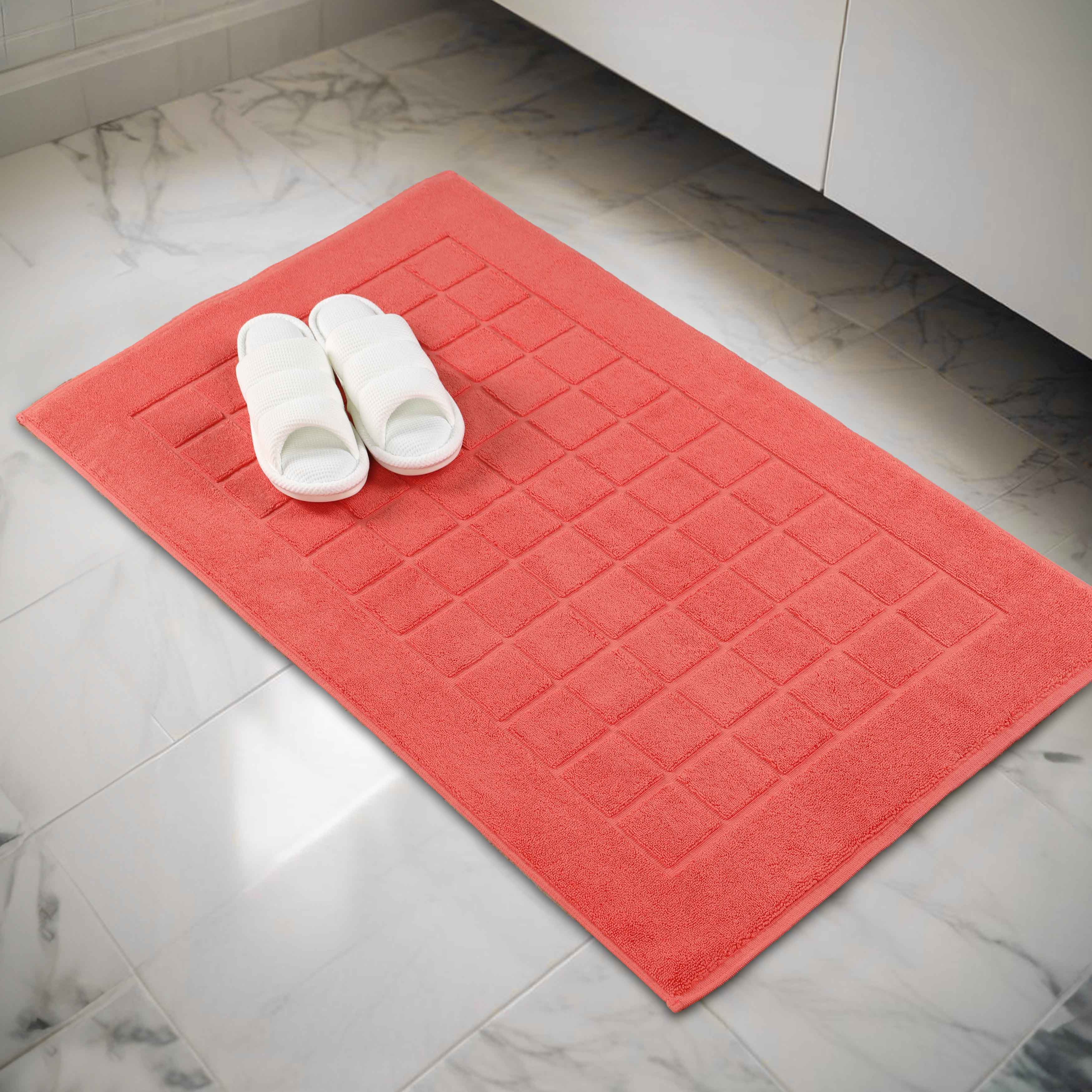 Nora Cotton Solid Absorbent Thick Checkered Washable Bath Mat Set of 2 - Bath Mats by Superior Brand