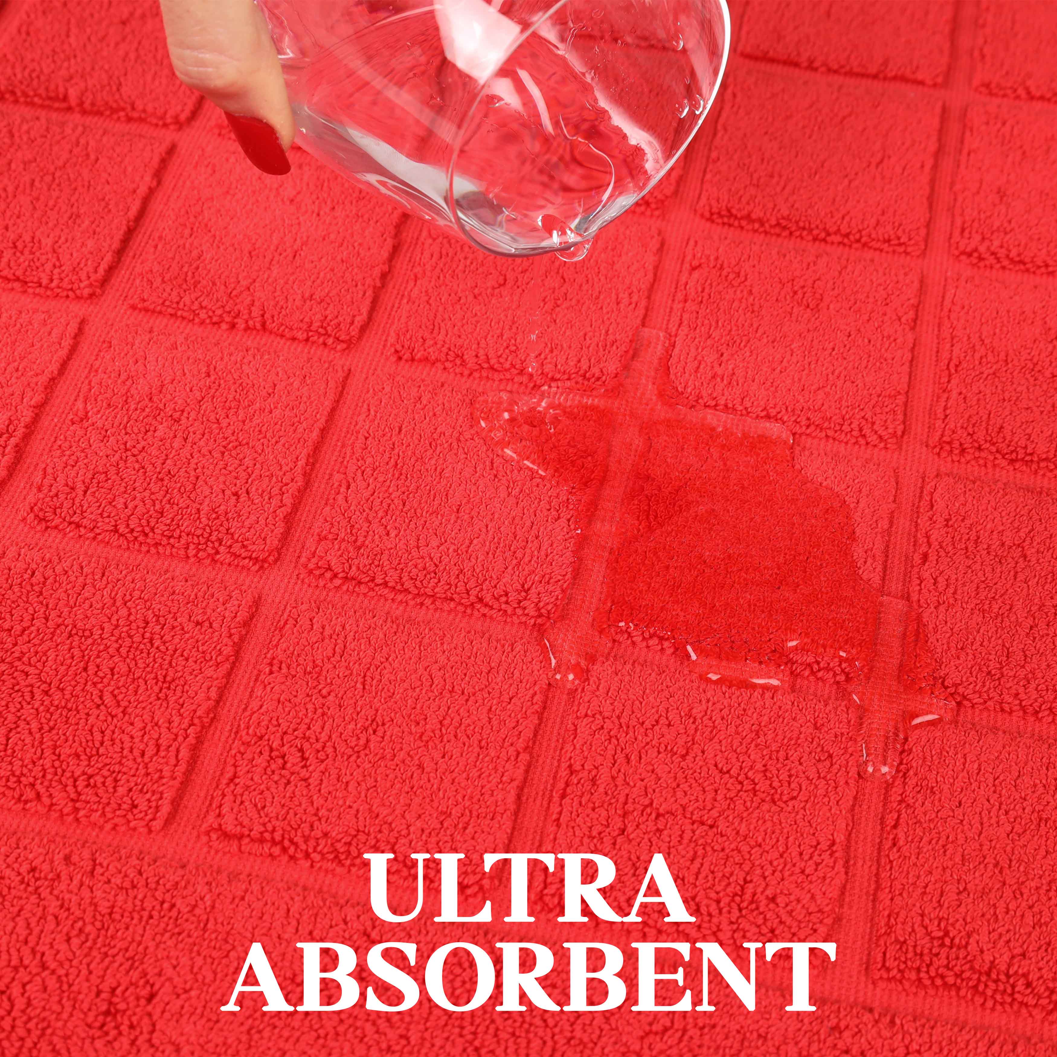 Nora Cotton Solid Absorbent Thick Checkered Washable Bath Mat Set of 2 - Bath Mats by Superior Brand