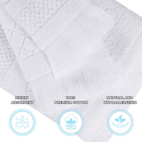 Rolla Cotton Geometric Jacquard Plush Absorbent Bath Sheet - White