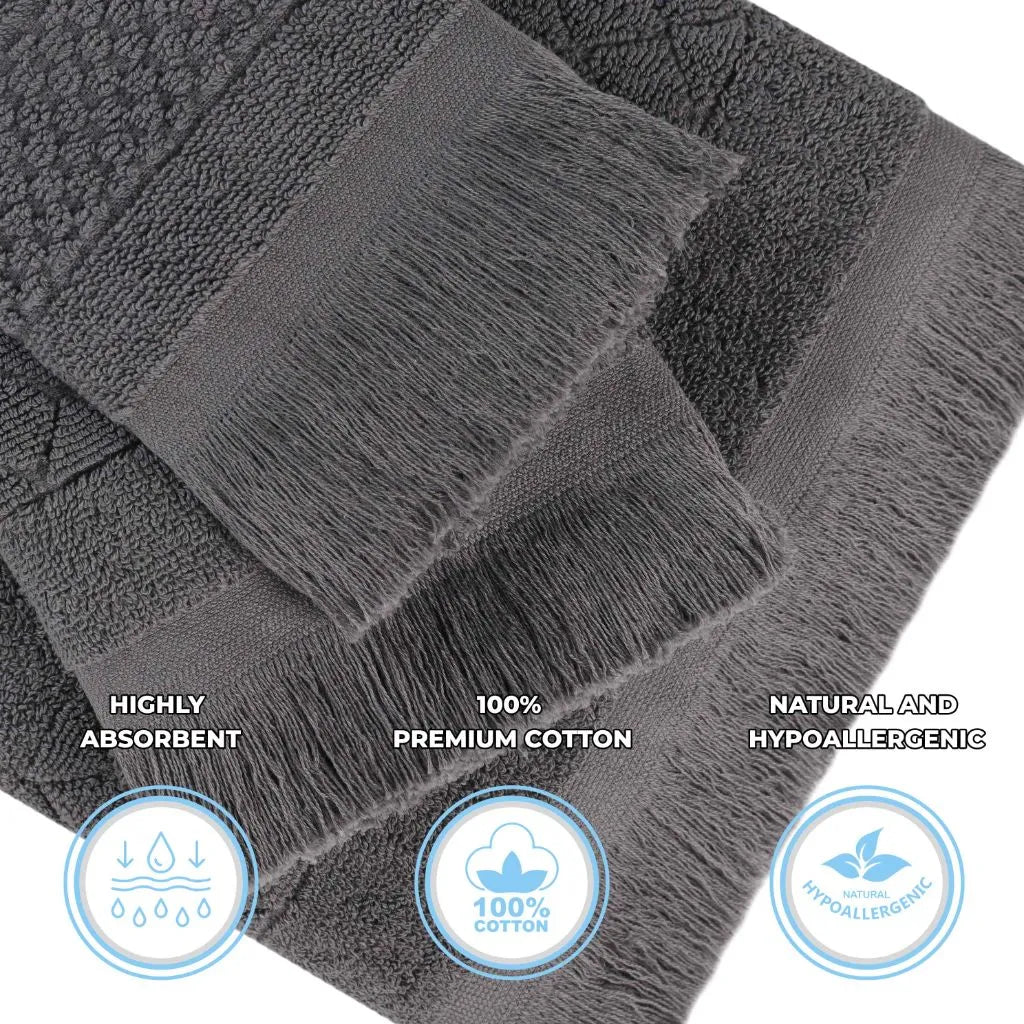 Rolla Cotton Geometric Jacquard Plush Absorbent Bath Sheet Set of 2 - Bath Sheet by Superior Brand