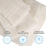 Cotton Geometric Jacquard Absorbent Bath Towel Set of 3 - Bath Towel by Superior Brand