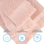 Cotton Geometric Jacquard Absorbent Bath Towel Set of 3 - Bath Towel by Superior Brand