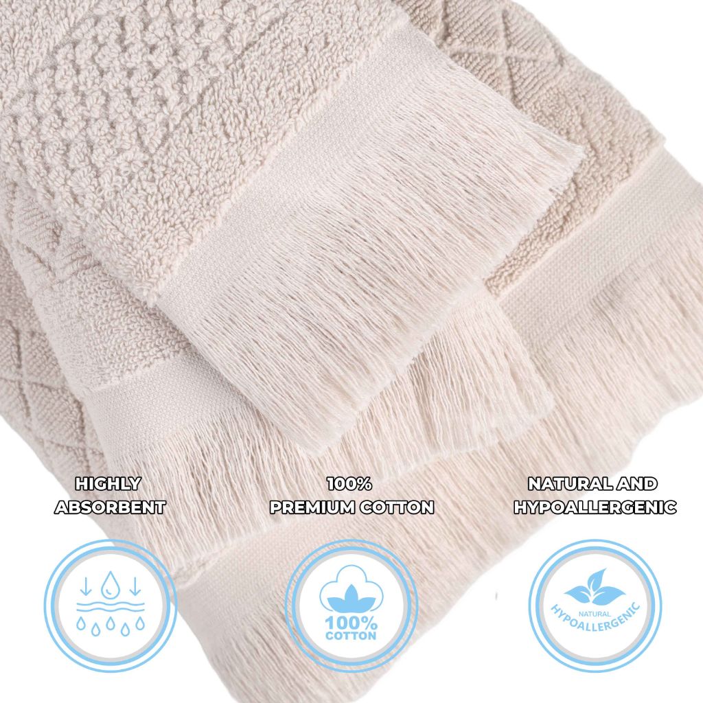 Rolla Cotton Geometric Jacquard Plush Absorbent Bath Sheet Set of 2 - Bath Sheet by Superior Brand