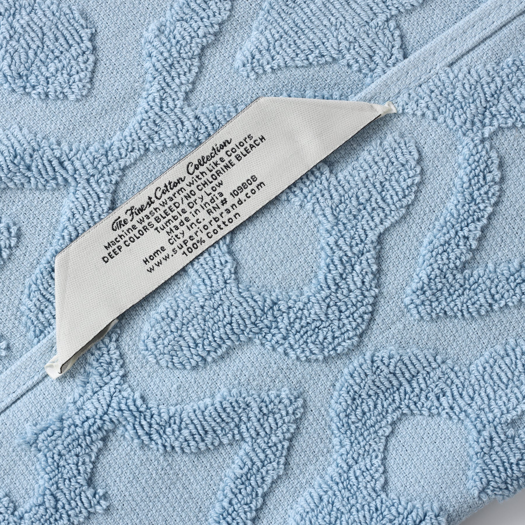 Rolla Cotton Geometric Jacquard Plush Absorbent Hand Towel - Blue