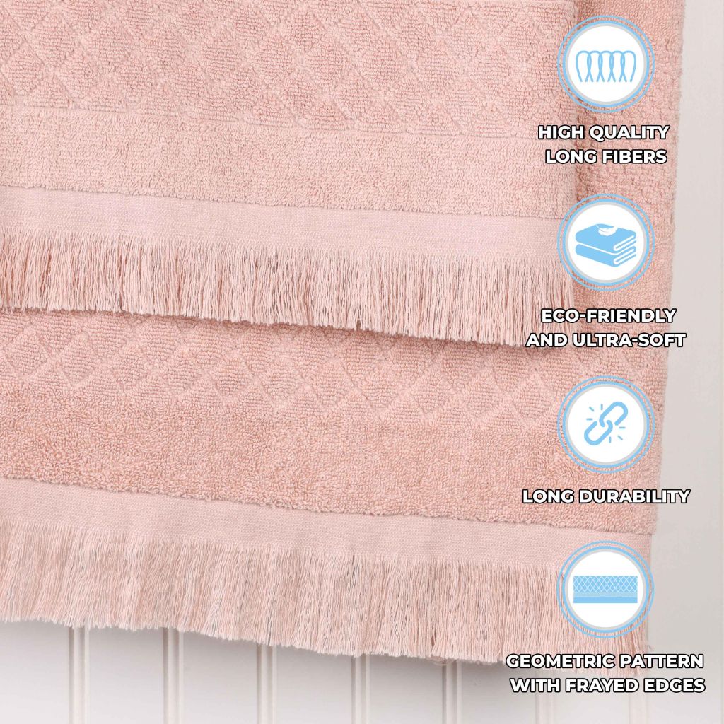 Rolla Cotton Geometric Jacquard Plush Absorbent Bath Sheet Set of 2 - Bath Sheet by Superior Brand