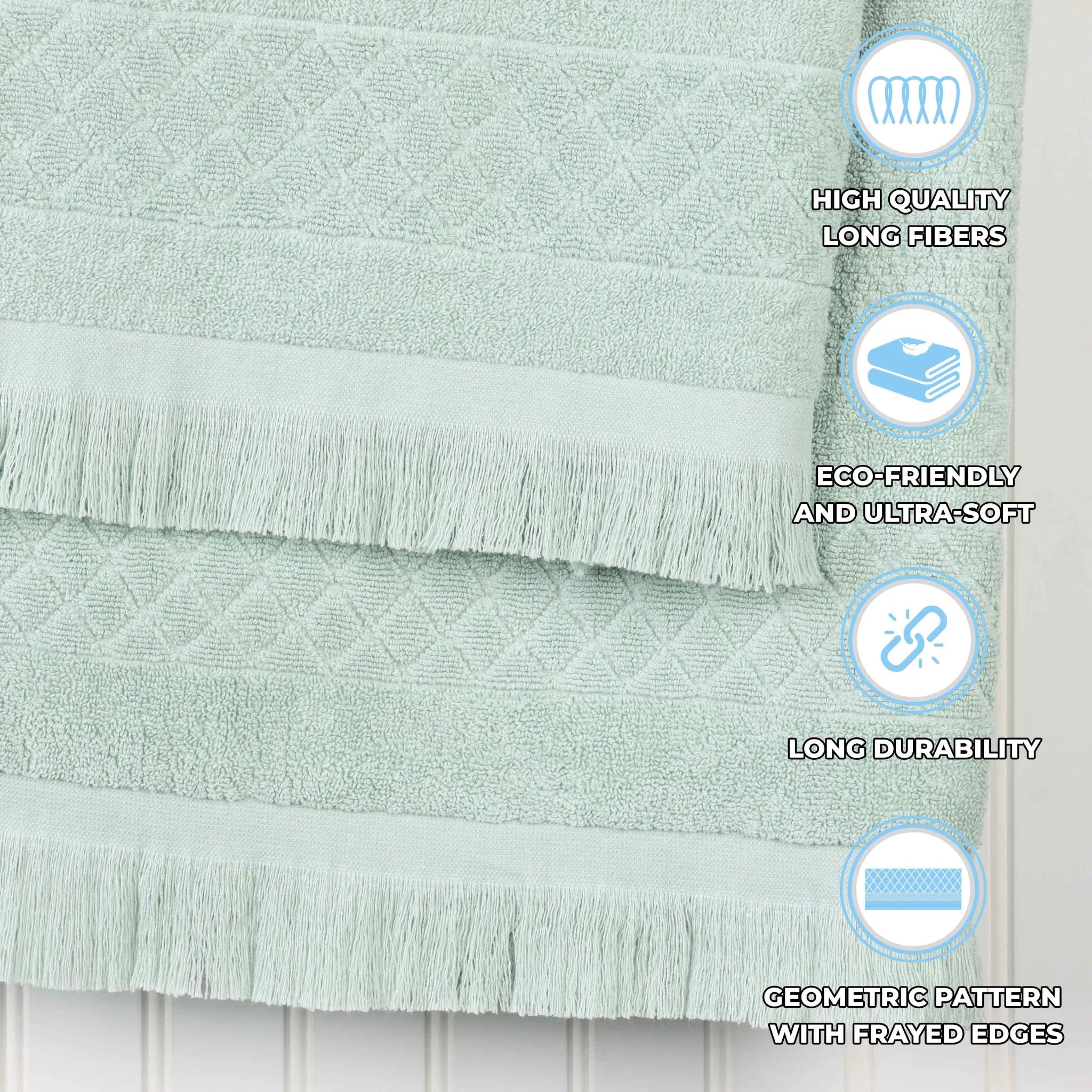 Cotton Geometric Jacquard Absorbent Bath Towel Set of 3 - Bath Towel by Superior Brand
