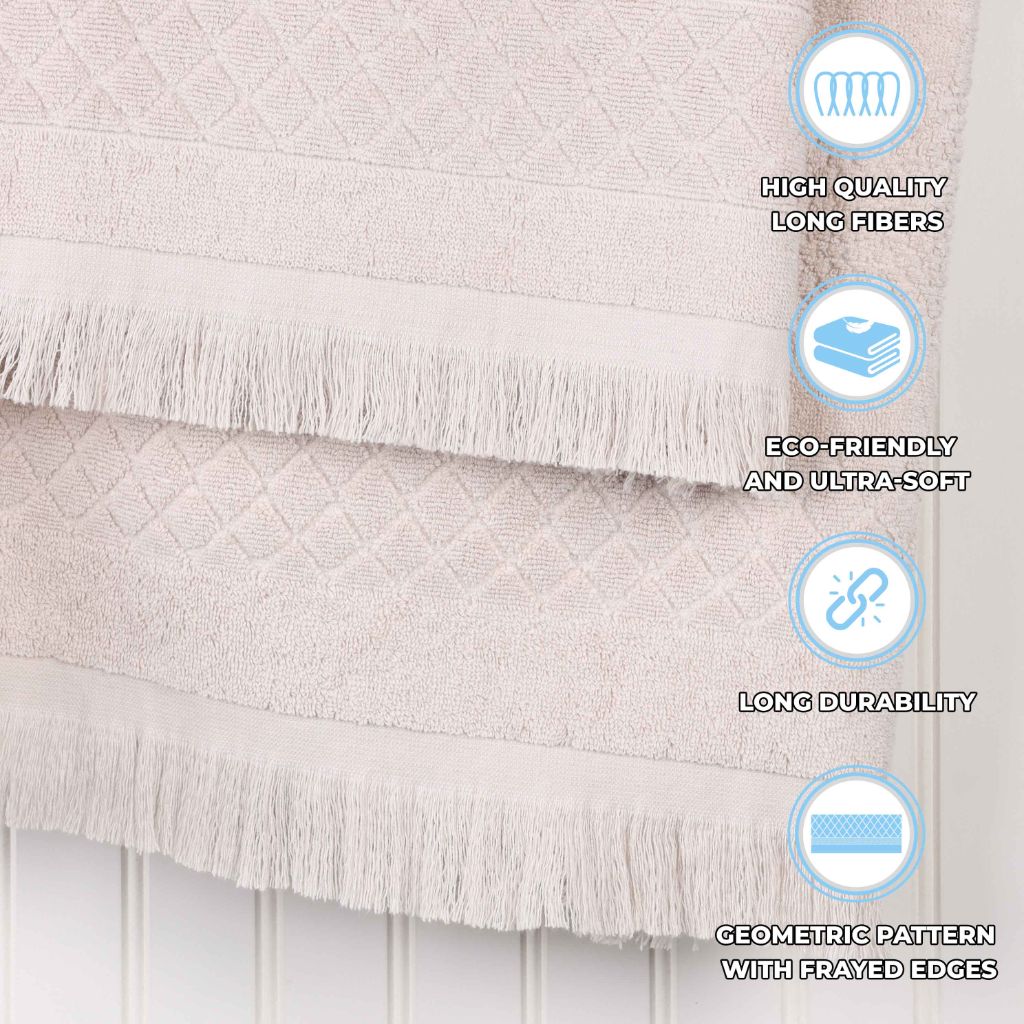 Rolla Cotton Geometric Jacquard Plush Absorbent Bath Sheet Set of 2 - Bath Sheet by Superior Brand