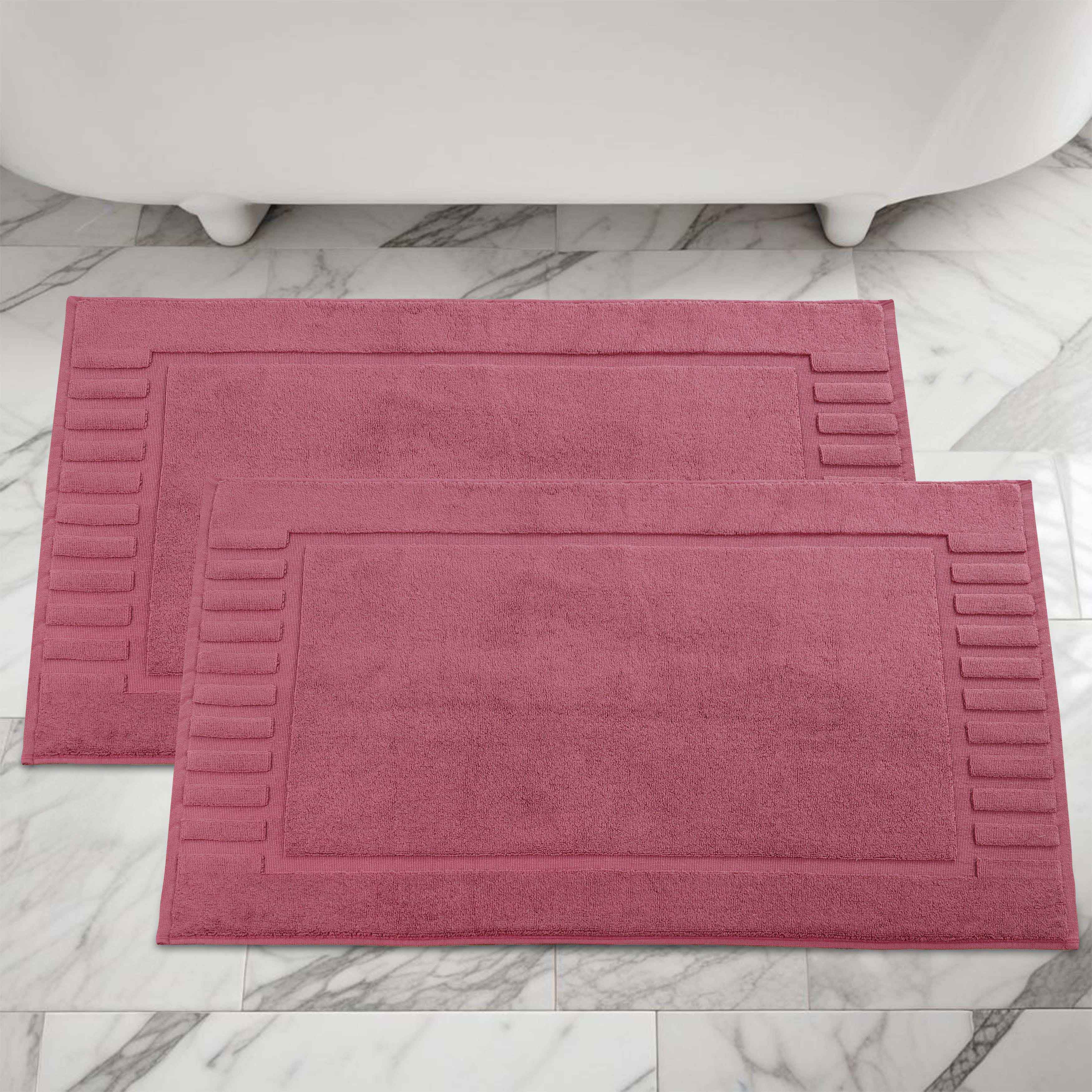 Leo Cotton Solid Modern Absorbent Heavy Washable Bath Mat Set of 2 - Bath Mats by Superior Brand