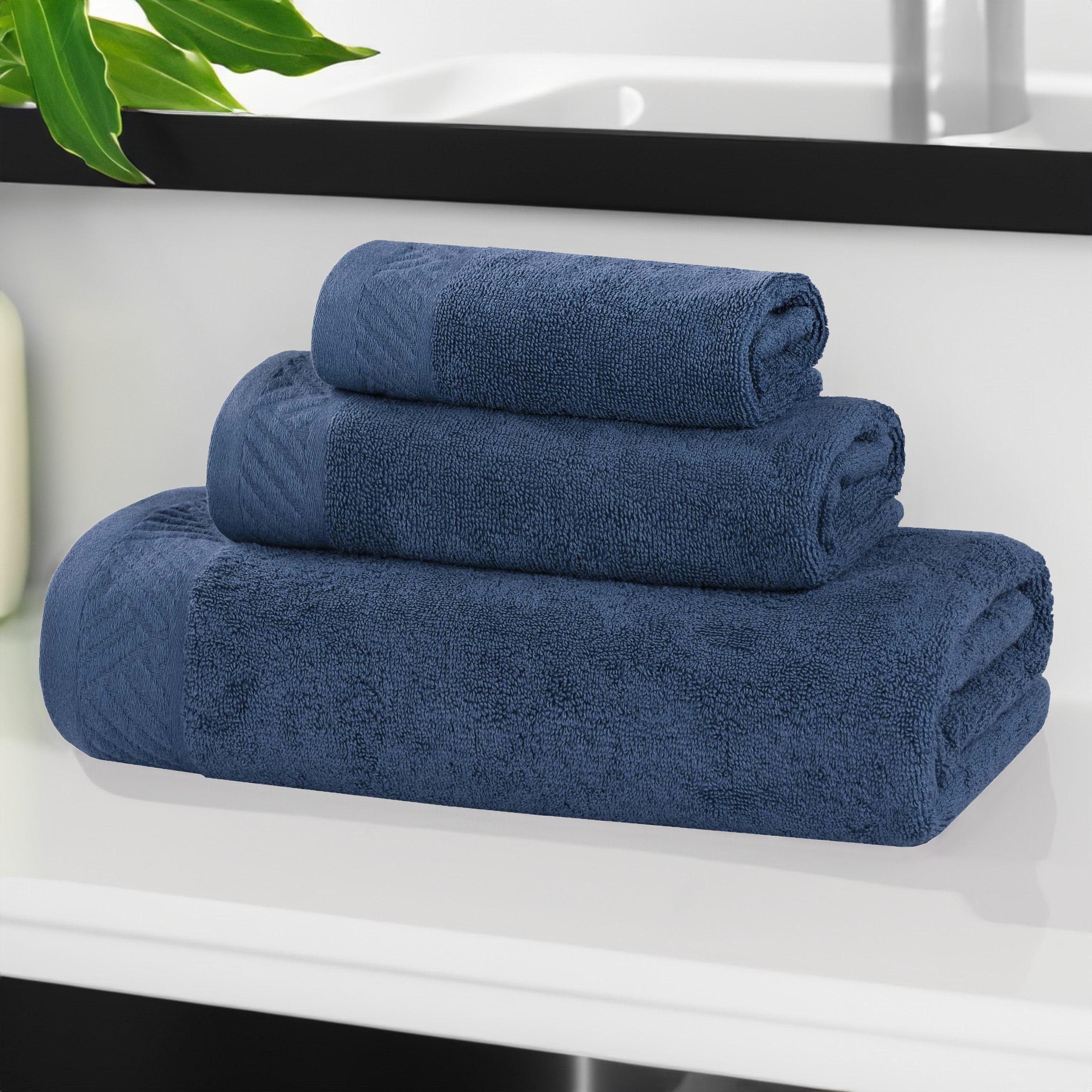 Egyptian Cotton Basketweave Solid Towel Set 3 Piece - Egyptian Cotton Towel Set by Superior Brand