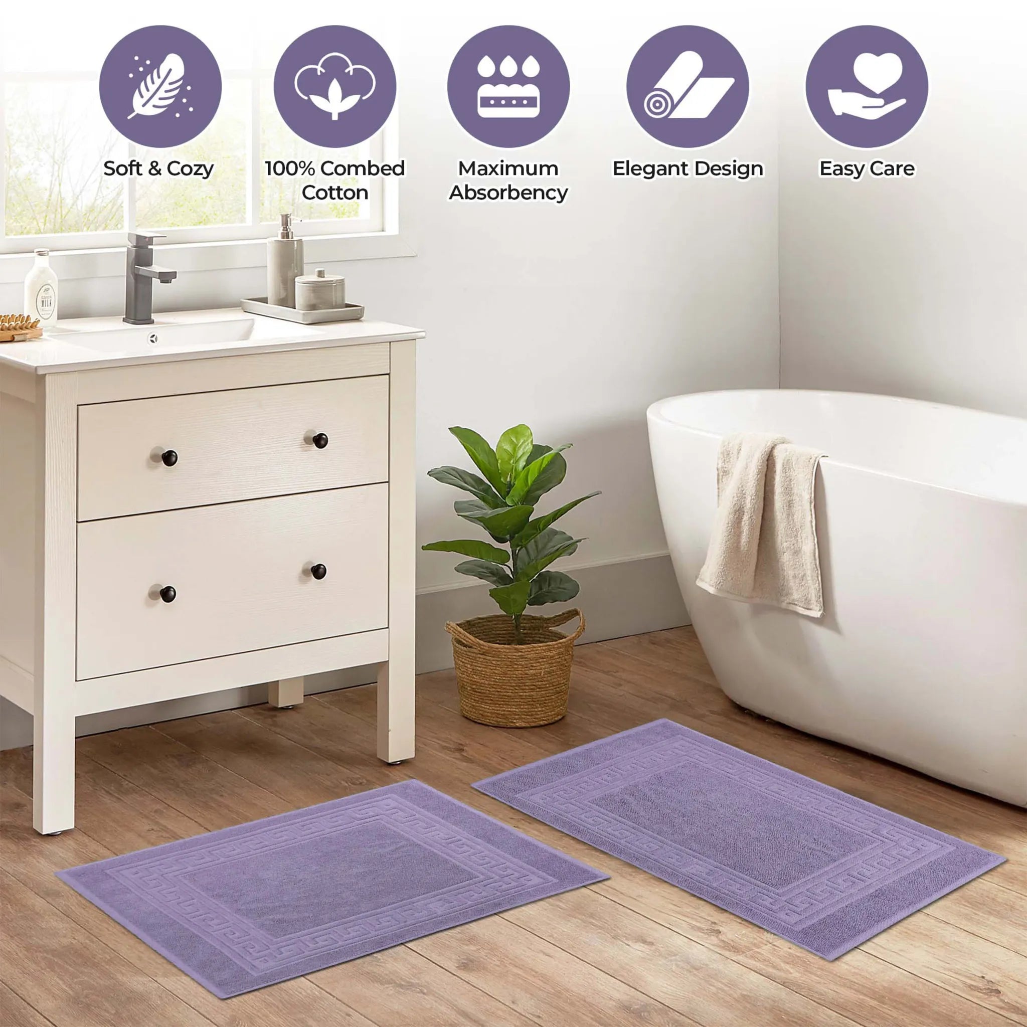 Egyptian Cotton Greek Key Infinity Border Bath Mat Set of 2 - Bath Mats by Superior Brand