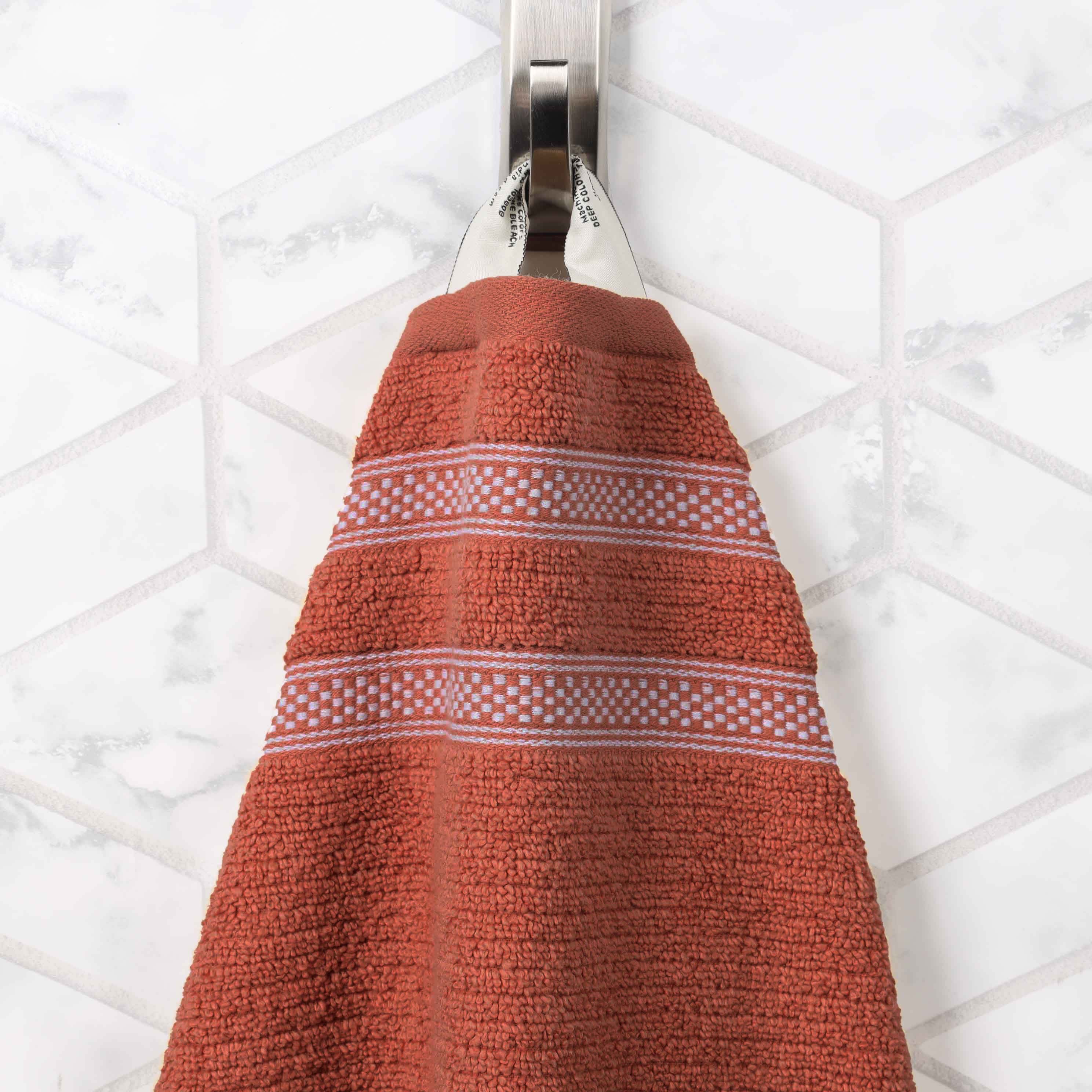 Brea Zero Twist Cotton Ribbed Geometric Border 12 Piece Towel Set - Towel Set by Superior Brand