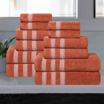 Brea Zero Twist Cotton Ribbed Geometric Border 12 Piece Towel Set - Towel Set by Superior Brand