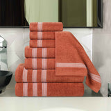 Brea Zero Twist Cotton Ribbed Geometric Border 8 Piece Towel Set - Towel Set by Superior Brand