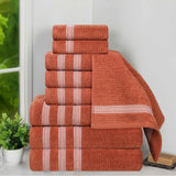 Brea Zero Twist Cotton Ribbed Geometric Border 9 Piece Towel Set - Towel Set by Superior Brand
