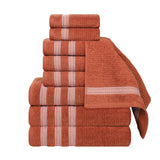 Brea Zero Twist Cotton Ribbed Geometric Border 9 Piece Towel Set - Towel Set by Superior Brand